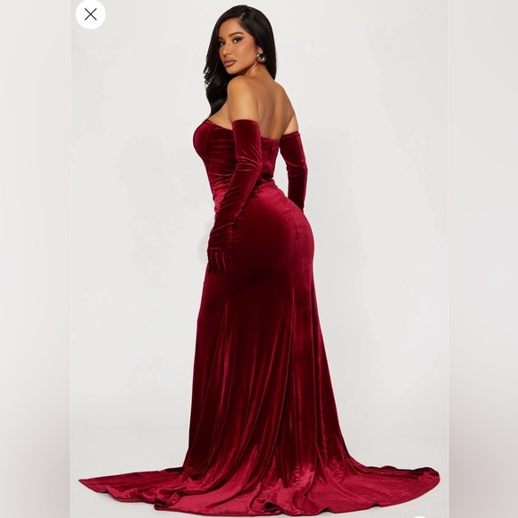 Fashion Nova Strapless Burgundy Velvet Dress - Picture 3 of 3